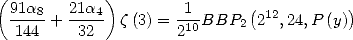 (            )
  91a8   21a4        -1-     ( 12        )
   144  +  32   z(3) = 210BBP2 2  ,24,P (y)
